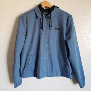 Vans Tripp Hooded Snap Front Canvas Chore Jacket Cement Blue Size Women's Small